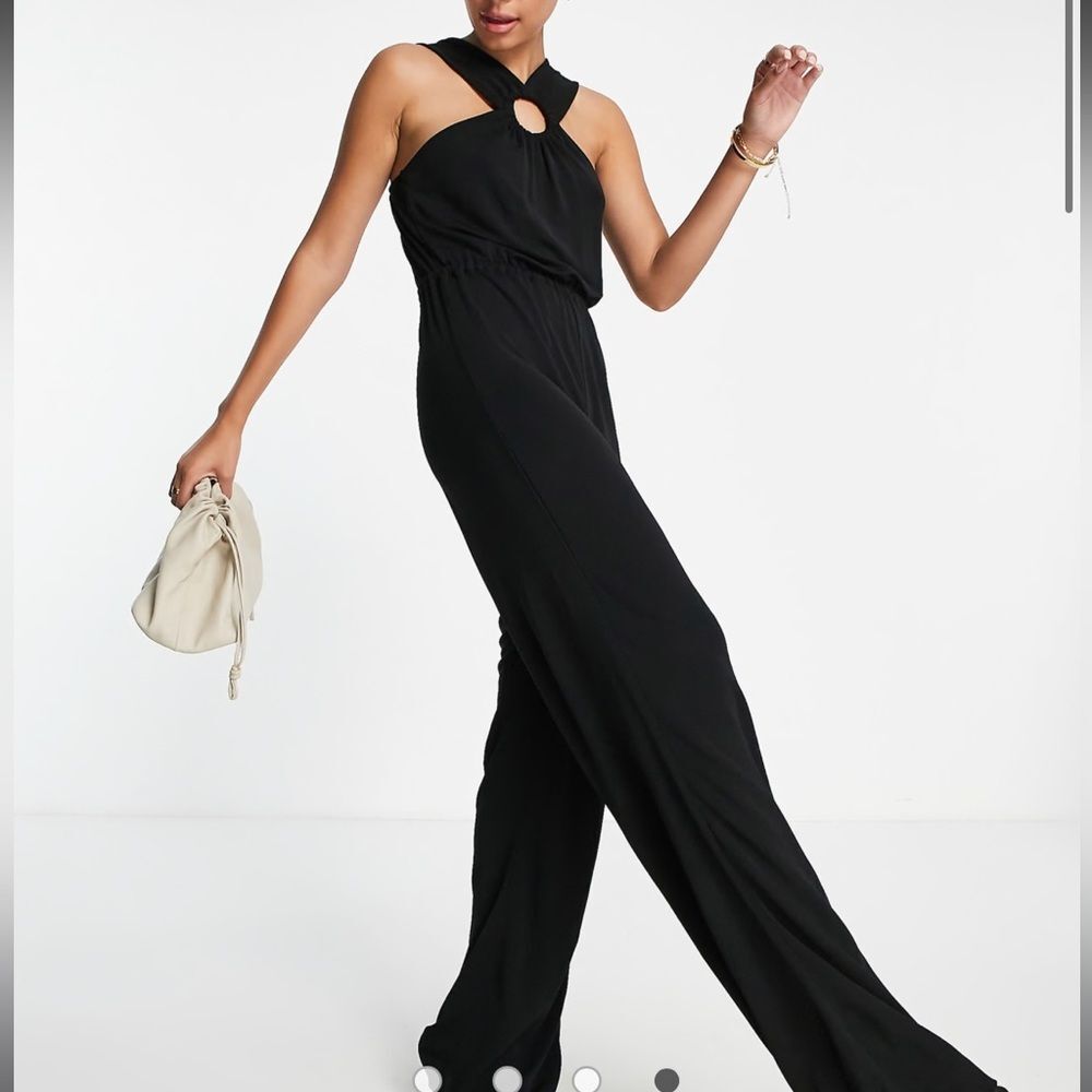 & Other Stories | L | black ring detail wide leg jumpsuit in black tank jumpsuit - Picture 2 of 12